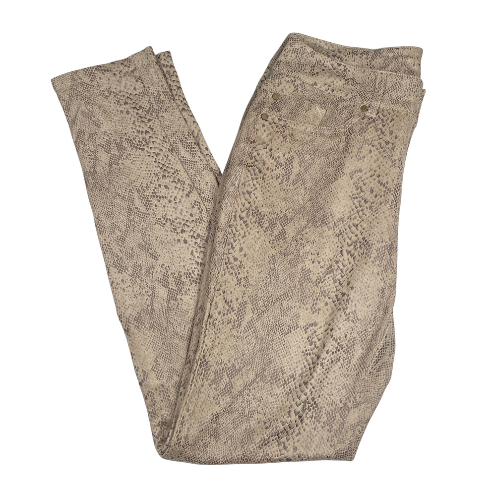Tribal Pants Womens 4 Light Tan Snake Print Skinny Animal Pattern Stretch New